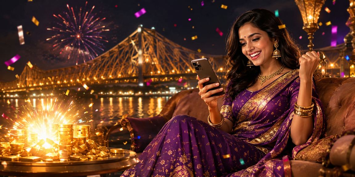 Kolkata Howrah Bridge with mobile casino gameplay